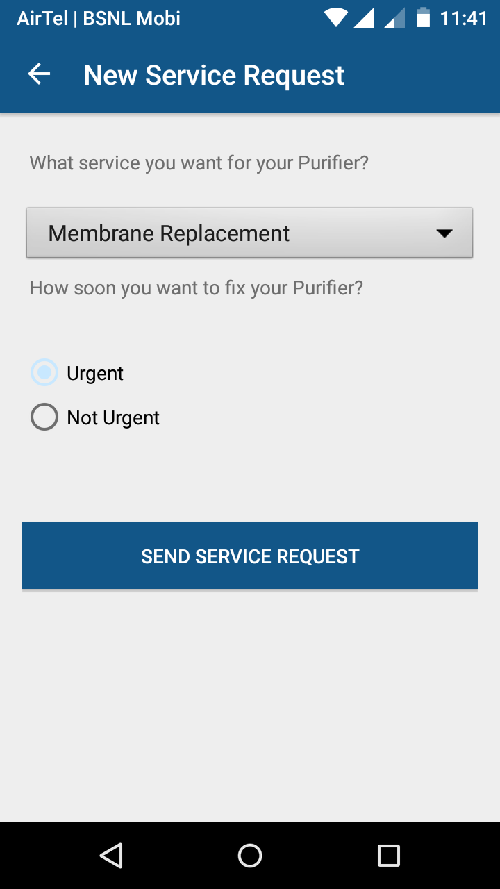 Water Purifier Hub Add Service Request